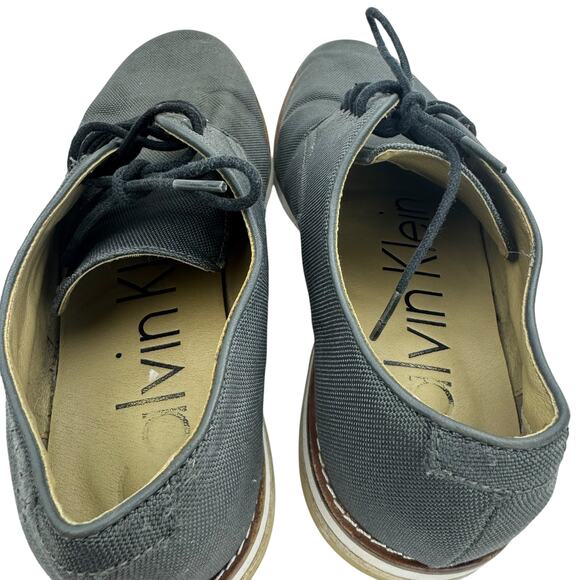 Calvin Klein Aggussie Oxford Flat Shoes Men’s 9.5 Dark Grey Nylon Lace-Up